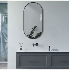 Tabo Moon Matt Black Obround Mirror 800 x 400mm