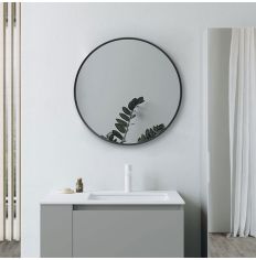 Tabo Moon Matt Black Round Mirror 500 x 500mm