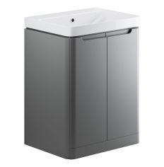 Tabo Magenta Matt Grey Floor Standing 2 Door Cloakroom Basin Unit 600mm