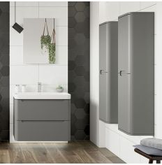 Tabo Magenta Matt Grey Wall Hung 2 Door Tall Units