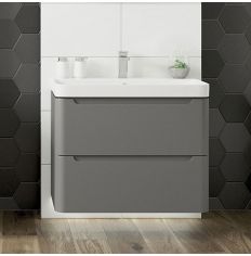 Tabo Magenta Matt Grey Wall Hung 2 Drawer Cloakroom Basin Unit