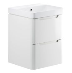 Tabo Magenta White Gloss Wall Hung 2 Drawer Cloakroom Basin Unit 500mm