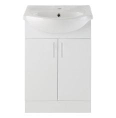 Tabo Como White Gloss Floor Standing 2 Door Basin Unit 560mm