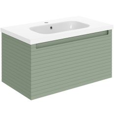 Tabo Rosina Matt Willow Green Wall Hung 1 Drawer Unit & Basin 815mm