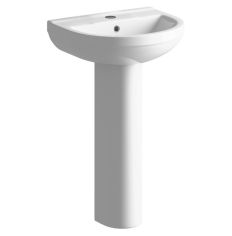 Hampton 1TH Basin & Full Pedestal 500 x 390mm