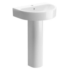 Kew 1TH Basin & Full Pedestal 555 x 430mm