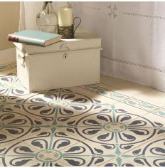 Odyssey Phoenician Dublin, Dark Blue and Dark Jade on White Tiles