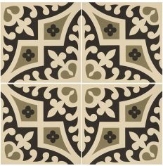 Odyssey Romanesque Dublin and Black on White Tiles, pattern repeat