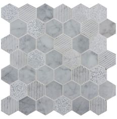 Original Style Cirrus Large Stone Hexagon Mosaic 30.3 x 29.8cm