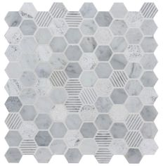 Original Style Cirrus Large Stone Hexagon Mosaic 30.3 x 29.8cm
