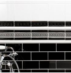 Original Style Greek Key Jet Black Border Tile