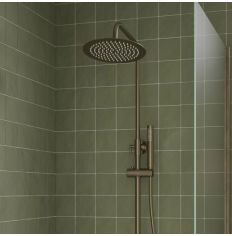 Tabo Brushed Bronze Round Thermostatic Bar Mixer Shower with Riser Kit