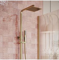 Tabo Brushed Bronze Square Thermostatic Bar Mixer Shower with Riser Kit