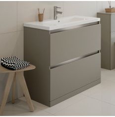 Tabo Delfina Matt Latte Floor Standing 2 Drawer Basin Unit & Basin 815mm