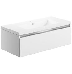 Tabo Delfina White Gloss Wall Hung 1 Drawer Basin Unit & Basin 815mm