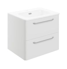 Tabo Florence White Gloss Wall Hung 2 Drawer Basin Unit & Basin with integrated lighting 610mm