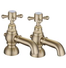 Tabo Stratford Brushed Brass Bath Pillar Taps