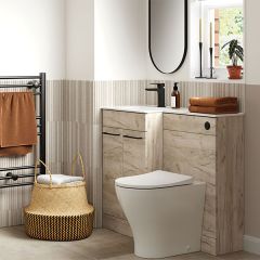 Tabo Ancona Oak Floor Standing L-Shape WC & Basin Unit (LH) 1100mm