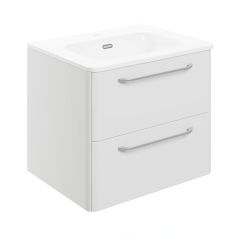 Tabo Florence White Gloss Wall Hung 2 Drawer Basin Unit & Basin with integrated lighting 610mm