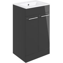 Tabo Modena Anthracite Gloss Floor Standing 2 Door Basin Unit & Basin 510mm