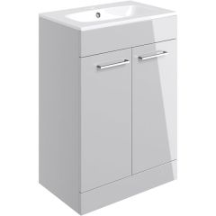 Tabo Modena Grey Gloss Floor Standing 2 Door Basin Unit & Basin 610mm