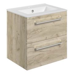 Tabo Modena Oak Wall Hung 2 Drawer Basin Unit & Basin 510mm