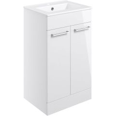 Tabo Modena White Gloss Floor Standing 2 Door Basin Unit & Basin 510mm