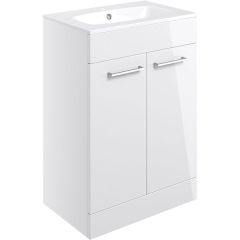 Tabo Modena White Gloss Floor Standing 2 Door Basin Unit & Basin 610mm