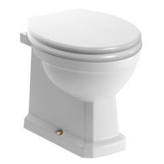 Tabo Primrose Brushed Brass Back To Wall WC & Satin White Wood Effect Soft Close Seat