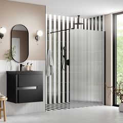 Tabo Splash Fresco Fluted Glass Wetroom Panel Black