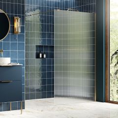 Splash Fresco Fluted Glass Wetroom Panel (& side panel) Brushed Brass