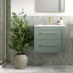 Tabo Treviso Matt Reed Green Wall Hung 2 Drawer Basin Unit & Basin 615mm