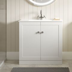 Tabo Treviso Matt White Floor Standing 2 Door Basin Unit & Basin 815mm